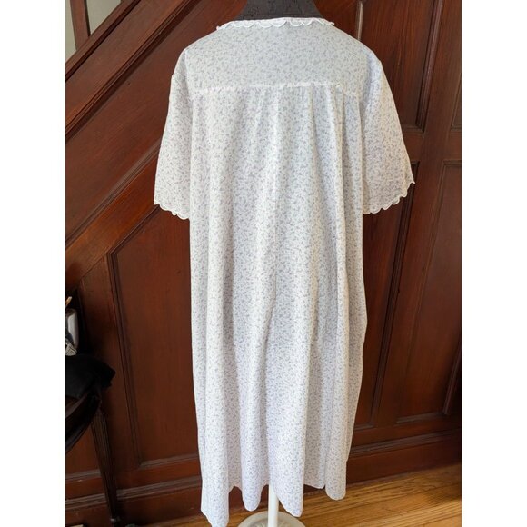 Vintage Dutchmaid Floral Button-Front Short Sleeve Nightgown Scalloped Pockets 2 - Picture 5 of 12